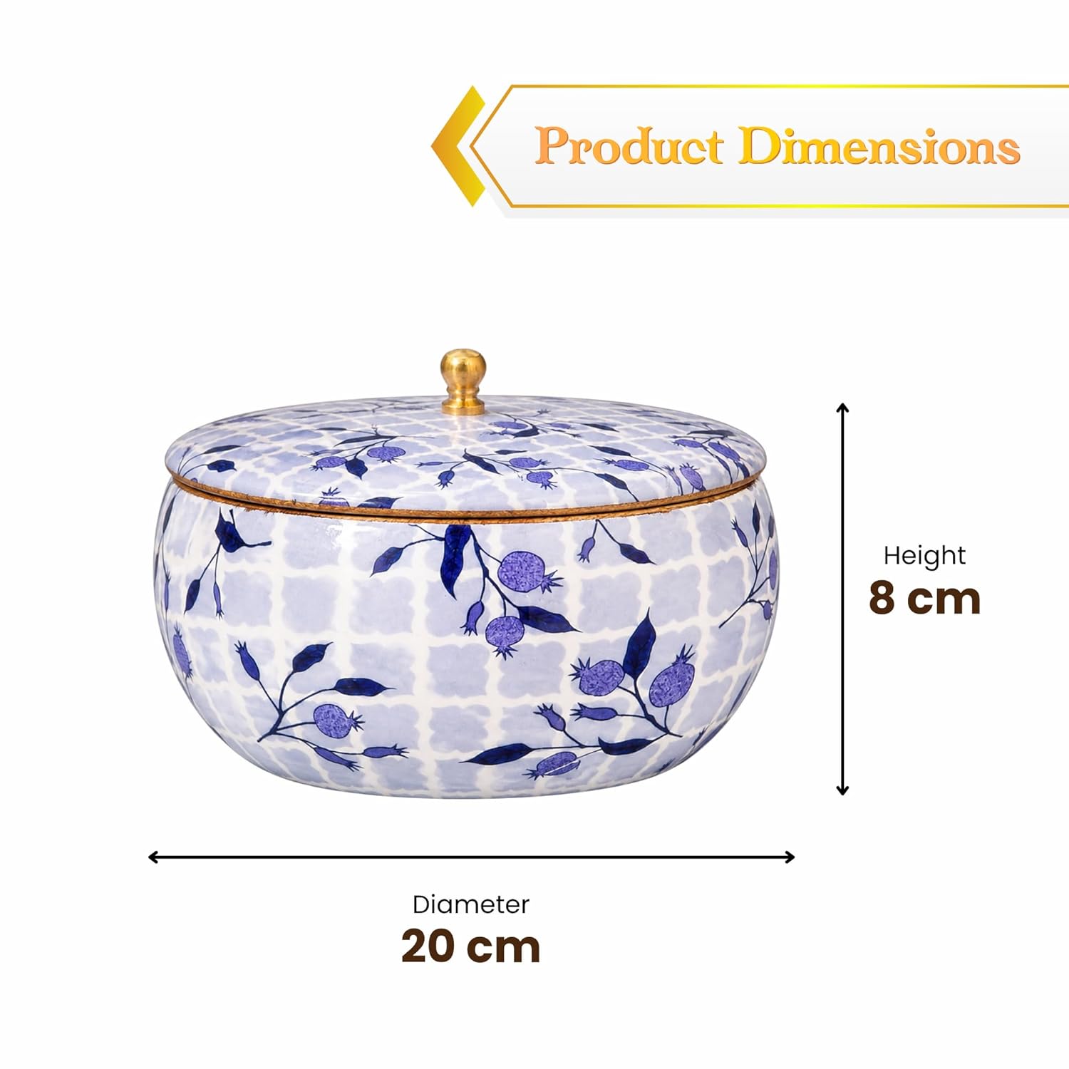 Wooden Roti Box with Pomegranate Print (20 cm) - image 5