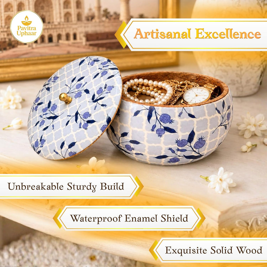 Wooden Roti Box with Pomegranate Print (20 cm) - image 3