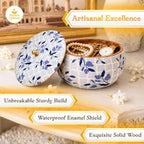 Wooden Roti Box with Pomegranate Print (20 cm) - image 3
