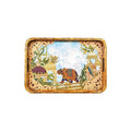 Elegant Wooden Serving Tray With Elephant Art