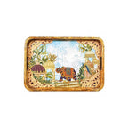 Elegant Wooden Serving Tray With Elephant Art