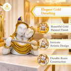Radha Krishna Idol White & Gold | Krishna with Flute Murti | Hindu God Statue for Home Temple | Pooja Room Décor | Spiritual Gift for Housewarming - image 3