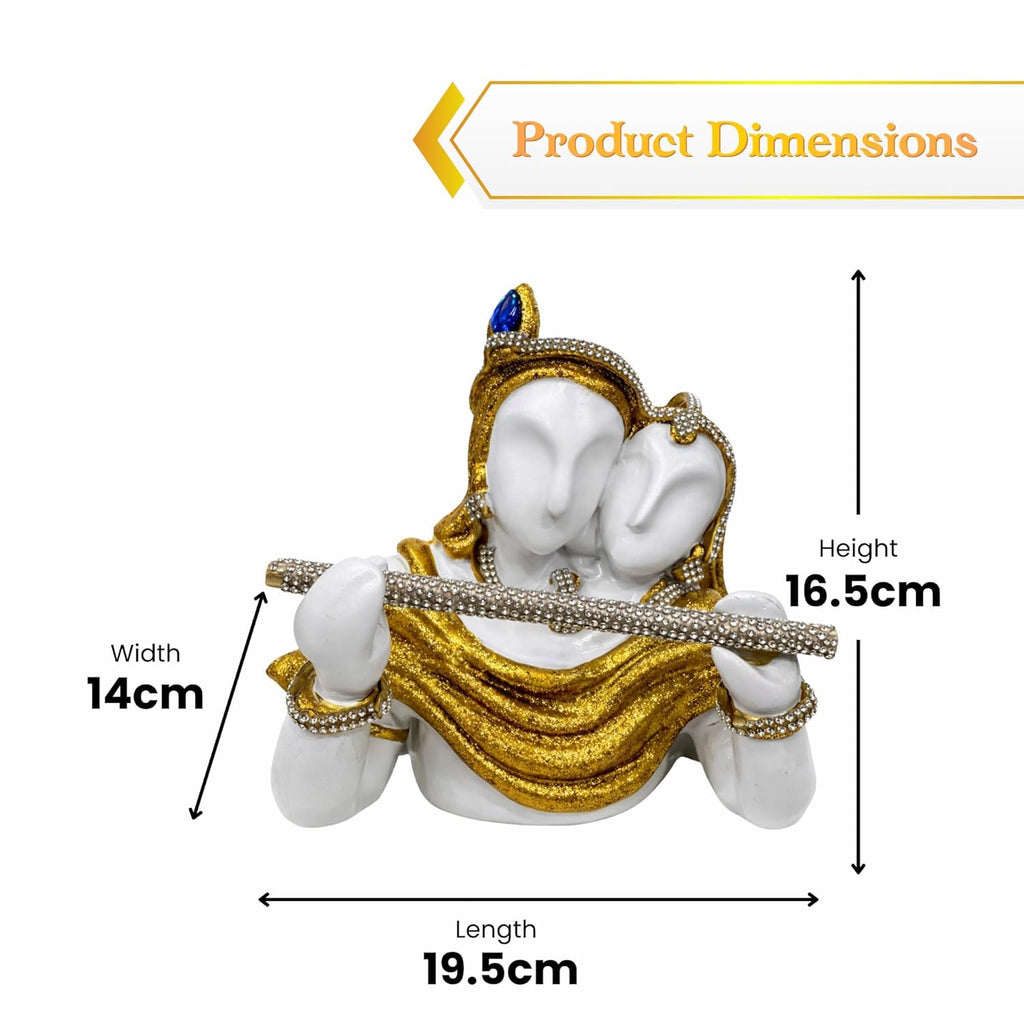 Radha Krishna Idol White & Gold | Krishna with Flute Murti | Hindu God Statue for Home Temple | Pooja Room Décor | Spiritual Gift for Housewarming - image 5