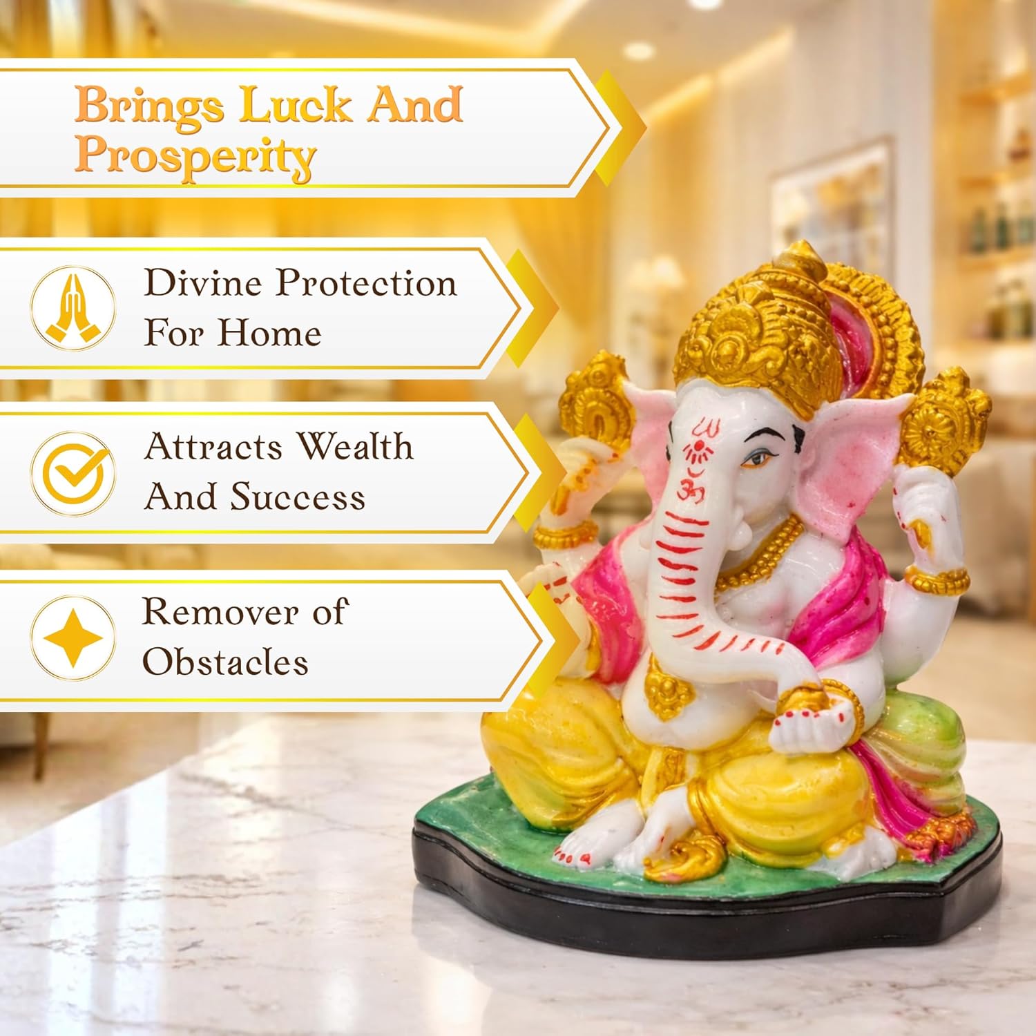 Lord Ganesha Idol Multicolour | Ganpati Murti for Home Temple & Pooja Room | Symbol of Wisdom, Prosperity & Good Luck | Spiritual Gift Item - image 2