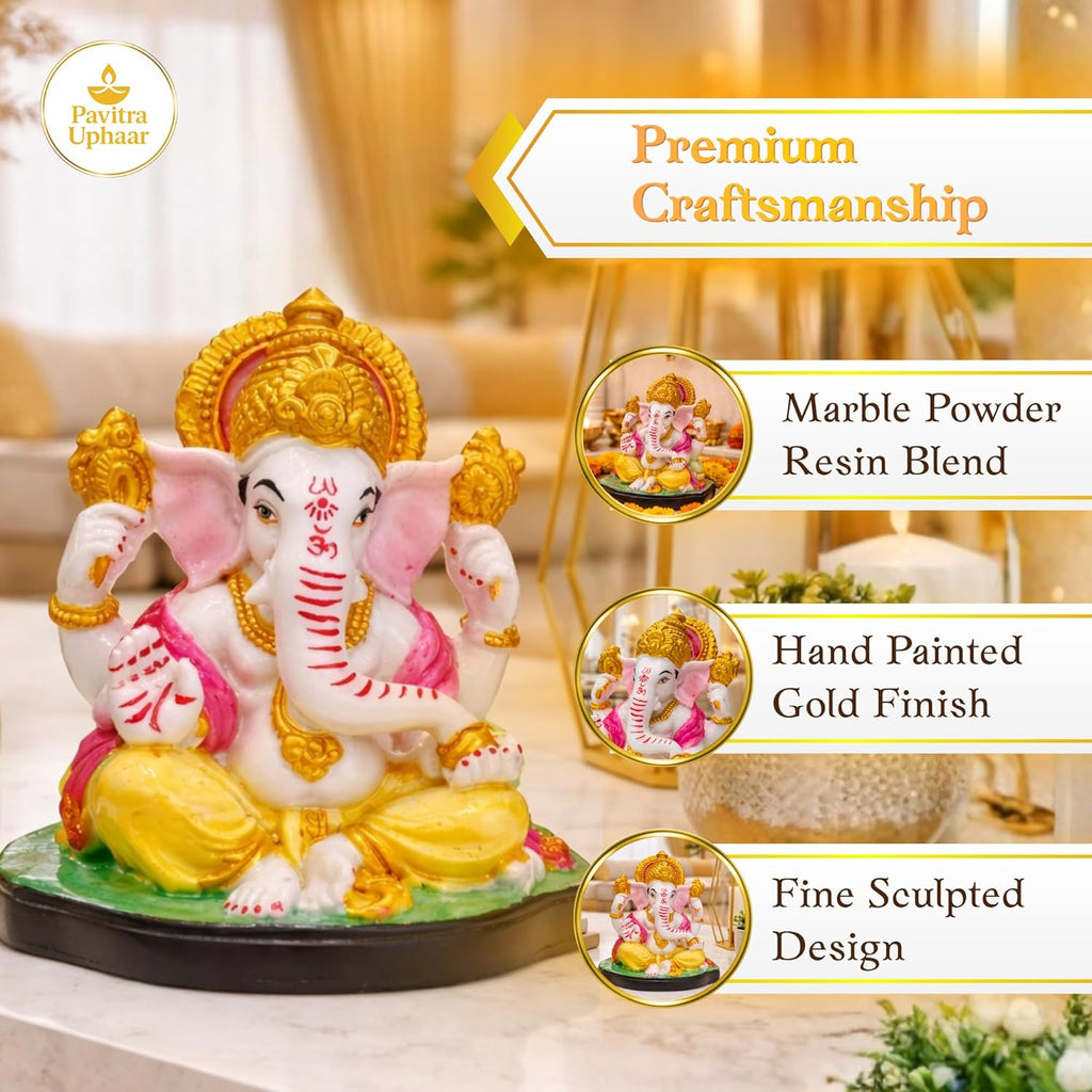 Lord Ganesha Idol Multicolour | Ganpati Murti for Home Temple & Pooja Room | Symbol of Wisdom, Prosperity & Good Luck | Spiritual Gift Item - image 3