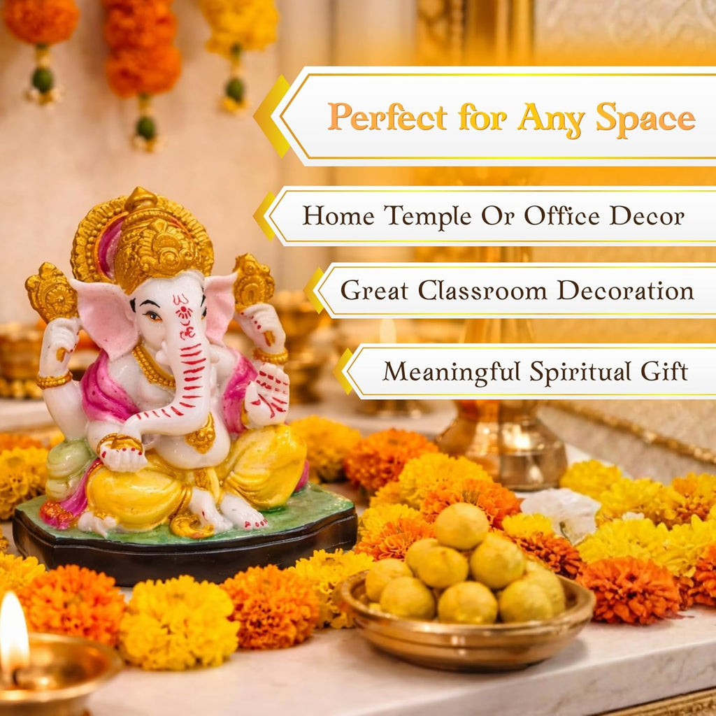 Lord Ganesha Idol Multicolour | Ganpati Murti for Home Temple & Pooja Room | Symbol of Wisdom, Prosperity & Good Luck | Spiritual Gift Item - image 4