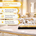 Running Horse Showpiece White & Gold | Abstract Horse Figurine | Symbol of Success, Power & Progress | Home Décor | Vastu Gift Item - image 2