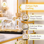 Running Horse Showpiece White & Gold | Abstract Horse Figurine | Symbol of Success, Power & Progress | Home Décor | Vastu Gift Item - image 3