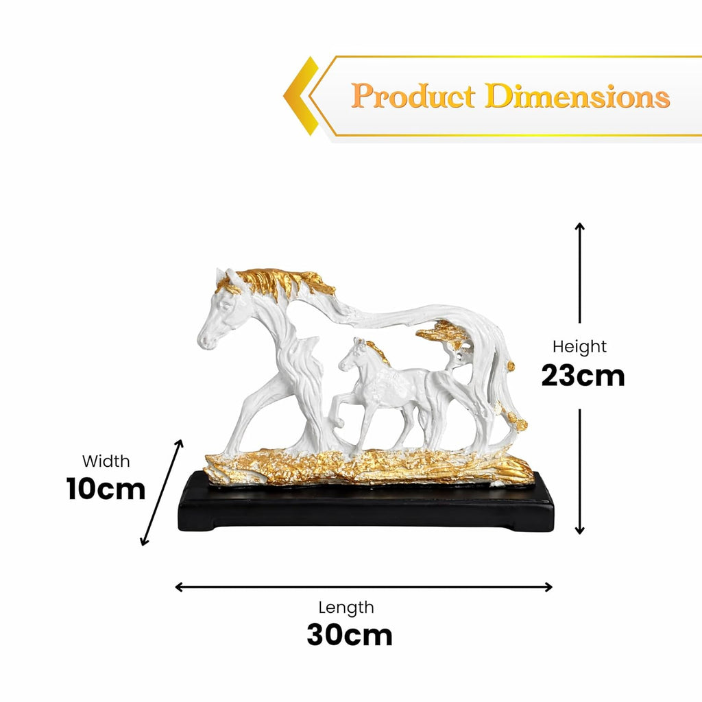 Running Horse Showpiece White & Gold | Abstract Horse Figurine | Symbol of Success, Power & Progress | Home Décor | Vastu Gift Item - image 5