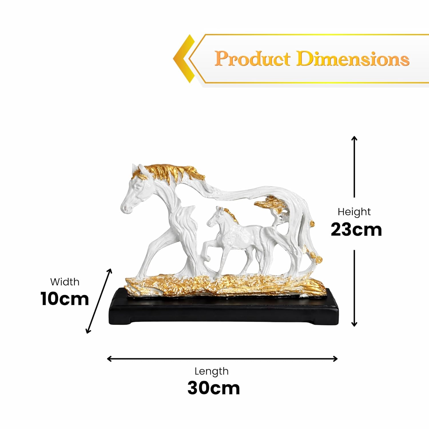 Running Horse Showpiece White & Gold | Abstract Horse Figurine | Symbol of Success, Power & Progress | Home Décor | Vastu Gift Item - image 5