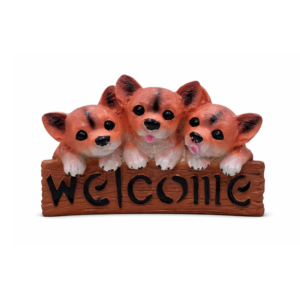 Dog Welcome Showpiece | Three Puppy Figurine for Home Entrance | Decorative Welcome Sign | Gift for Housewarming & Home Décor - image 1