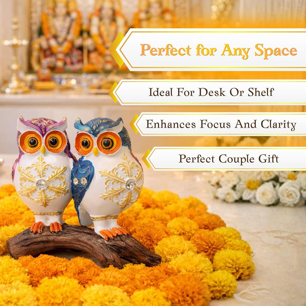Hand-Painted Owl Couple Figurine | Decorative Showpiece Symbolising Wisdom & Love | Elegant Home Décor for Couples - image 4