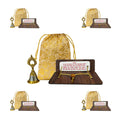 Hanuman Chalisa Wooden Stand with Peacock Shape Bell, Gold Floral Drawstring Pouch, Return Gift for Sunderkand Paath, Set of 5 - image 1