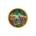 Pichwai Art Round Serving Tray, Celestial Forest Motif with Sacred Cow Design, Solid Wood, Glossy Finish, 38.1 cm - image 1