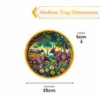 Pichwai Art Round Serving Tray, Celestial Forest Motif with Sacred Cow Design, Solid Wood, Glossy Finish, 38.1 cm - image 6