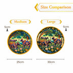 Pichwai Art Round Serving Tray, Celestial Forest Motif with Sacred Cow Design, Solid Wood, Glossy Finish, 38.1 cm - image 7