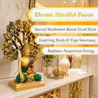 Gold Buddha Under Bodhi Tree Idol for Home Decor, Meditation, Peace & Positive Energy Showpiece - image 4