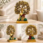 Gold Buddha Under Bodhi Tree Idol for Home Decor, Meditation, Peace & Positive Energy Showpiece - image 8