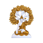 Marble White & Gold Buddha Under Bodhi Tree Idol for Home Decor, Meditation, Peace & Positive Energy Showpiece - image 1