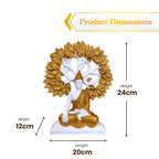 Marble White & Gold Buddha Under Bodhi Tree Idol for Home Decor, Meditation, Peace & Positive Energy Showpiece - image 5