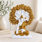 Marble White & Gold Buddha Under Bodhi Tree Idol for Home Decor, Meditation, Peace & Positive Energy Showpiece - image 6