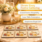 Mughal Theme Drink Coaster with Imperial Elephant Motif, Wooden Holder, Set of 6, 10x10 cm - image 4