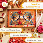 Mughal Queen Mirror Portrait Serving Tray Set, Solid Wood, Glossy Finish, Traditional Indian Style (Medium) - image 3
