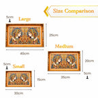 Mughal Queen Mirror Portrait Serving Tray Set, Solid Wood, Glossy Finish, Traditional Indian Style (Medium) - image 5