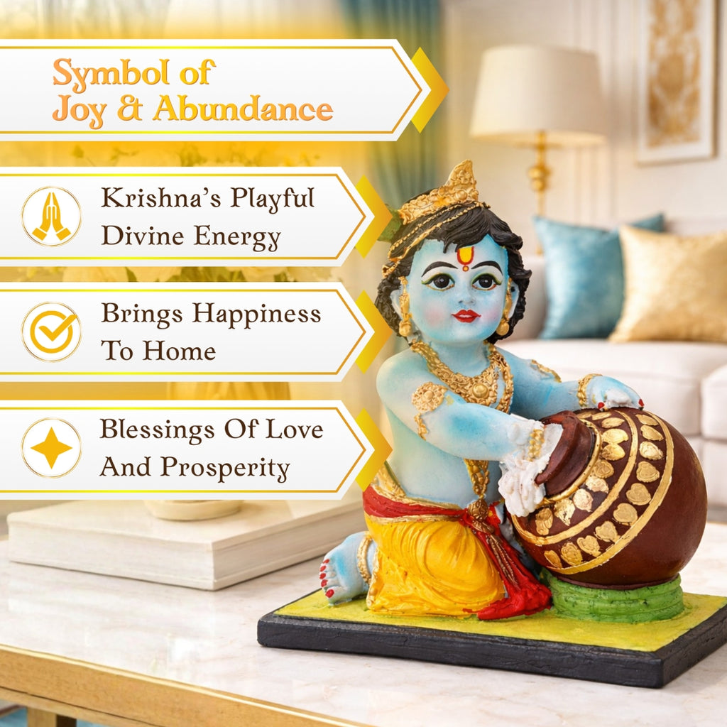 Blue Bal Krishna with Makhan Idol