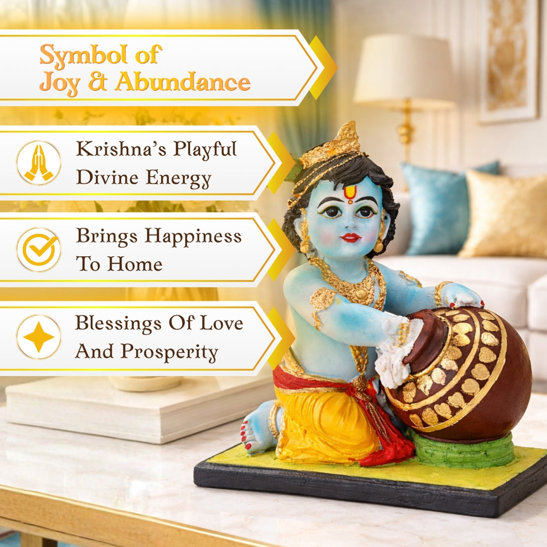 Blue Bal Krishna with Makhan Idol