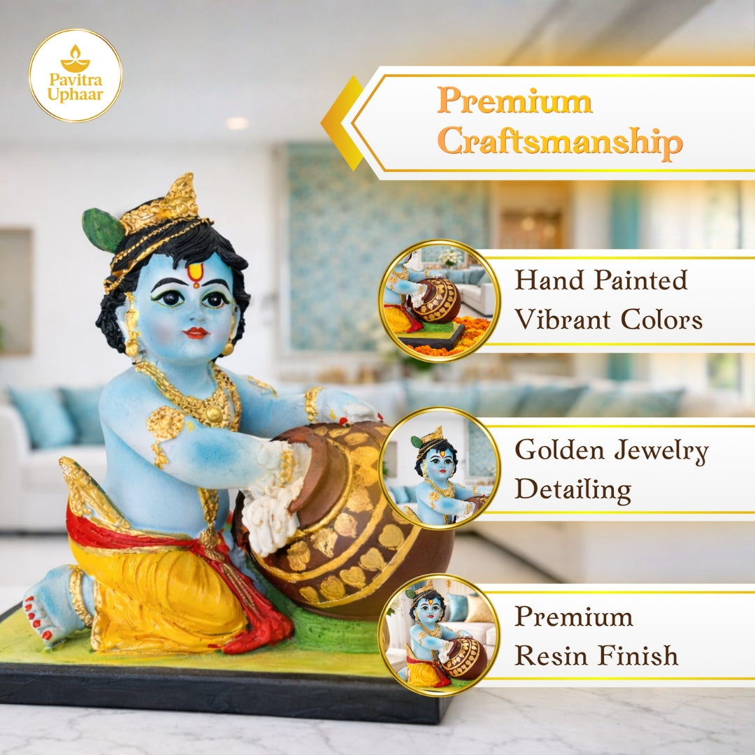 Blue Bal Krishna with Makhan Idol
