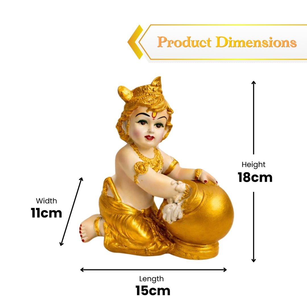 Golden Bal Krishna with Makhan Idol