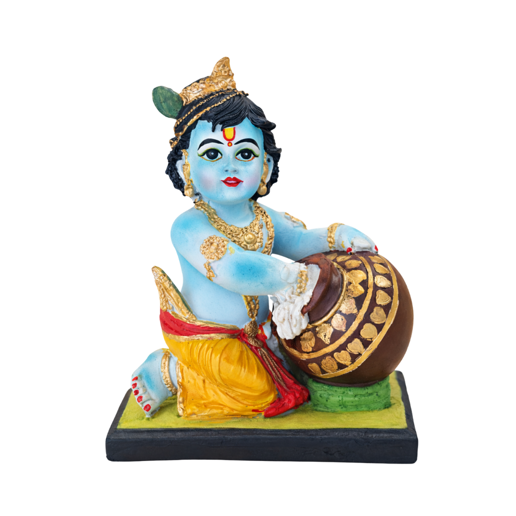 Blue Bal Krishna with Makhan Idol