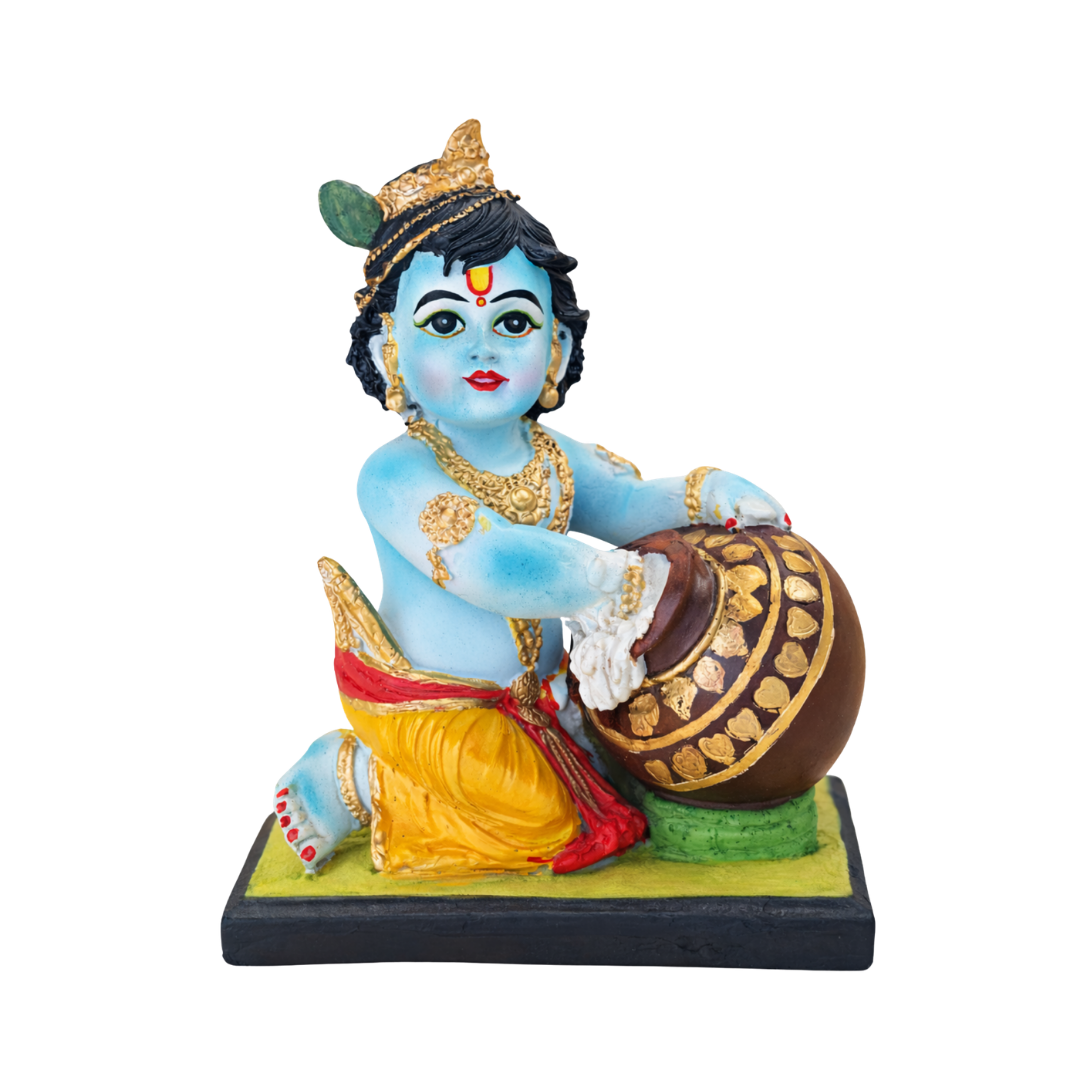 Blue Bal Krishna with Makhan Idol