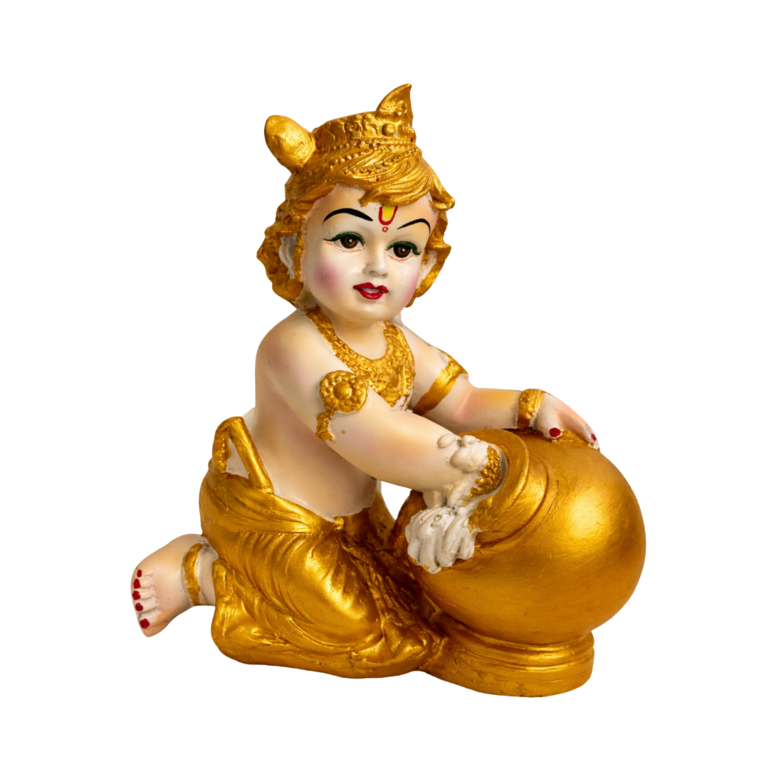 Golden Bal Krishna with Makhan Idol