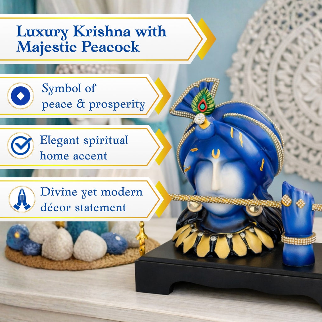 Royal Peacock Krishna Reclining Idol